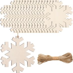 Modooris 24pcs حلي عيد الميلاد الخشبية الحلي الثلجية قاطعات خشبية مع ثقوب الشتاء غير مكتمل للثلوج الخشب حجم كبير في عيد الميلاد فارغة معلقة للطلاء ديكور شجرة عيد الميلاد علامات العطلة DIY in Kuwait