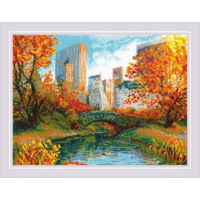 RIOLIS - Central Park 2094, Cross Stitch Kits 15¾" x 11¾", Cross Stitch Kits for Beginners & Advanced, Crossstitching Kit Adult, Embroidery Counted Stitching Kit