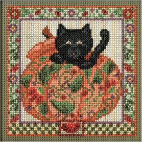 Peek-A-Boo Pumpkin Beaded Counted Cross Stitch Kit MH144202 Buttons & Beads 2014 Autumn