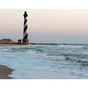 Zuvrdiai DIY Paint by Numbers Cape Hatteras Lighthouse Canvas Painting with Acrylic Paints Paintbrush for البالغين المبتدئين هدية 16 × 20 بوصة لا يوجد إطار