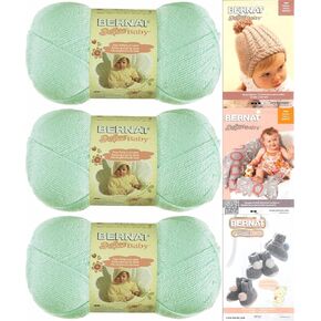 Bernat Softee Baby Yarn 3 Pack Bundle تشمل 3 أنماط DK Light Sorted #3 (Mint)