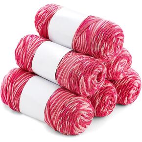 Timgle 6 Skeins Valentine Pink Yarn for Crocheting Soft Each 141g/ 4.5 oz 273 Yard Crochet Yarn for Valentine's Day Knitting Crocheting Gift Craft Project Assorted Starter