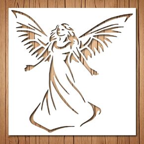 Angel Stencil | Religious Room Valentines Day Christian Christmas Xmas Awesome Stencils for Painting on Wood, Glass, Wall, Rock, Fabric, Walls, Canvas, Glassware | Angel Wing Stencil 8x8