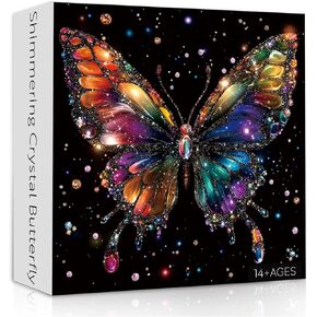 Butterfly Puzzles for Adults 1000 Pieces, Rainbow Crystal Butterflies Jigsaw Puzzles with Shimmering Wings, Challenging Coloful Animal Puzzles as Wall Art Decor
