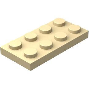 Classic Bulk Plates, 2x4 Flat Plates 100 Piece, Compatible with Lego, Beige