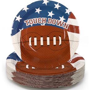 Geefuun 80PCS Super Football Bowl Paper Plates Football Party Decorations: Disposal Plate Food Dessert Snack Trays Birthday Supplies