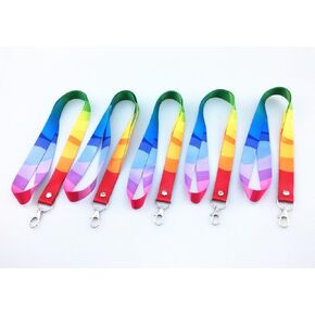 yueton 5pcs Colorful Rainbow Neck Lanyards Straps Strings Cords with Lobster Clasp for ID Tags, Name Card, Business ID Card Holder, Badge Reel