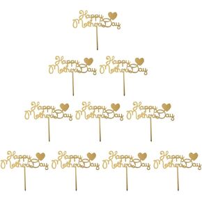 10pcs سعيد الأمهات يوم الكعكة العليا التي تختار كعكة الأكريليك لزخارف كعكة عيد ميلاد يوم الأم - ذهبية