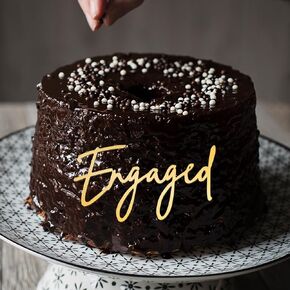 الذهب أكريليك مخطوب الكعكة Topper - سحر كعكة المشاركة ، الذكرى السنوية الزفاف الزفاف دش البكالوريوس ديكورات كعكة الحفلات ، كعكة القلب خمر