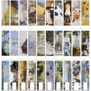 30 Art Painting Style Paper Motics ، Monet van Gogh Renoir Art Paint Page Page Portmark Set ، Fine Arts Museum Bookmark Book Marker Gift (15x4 cm ، 30 Styles)