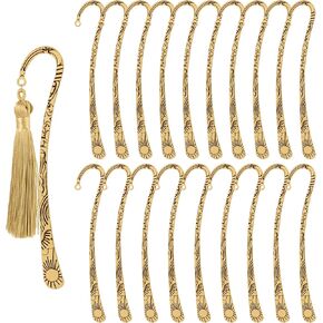AUEAR, 20 Pack Metal Bookmarks Carved Hook Bookmark Vintage Book Markers with for Reader (Bronze)