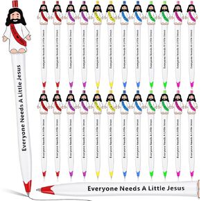 24 Pcs Jesus Loves You Ballpoint Pen Little Jesus Figures Christian Pens Bulk for Easter Egg Hunt Stuffers Easter Basket Stuffers Religious Party Favors Sunday Baptism Gift
