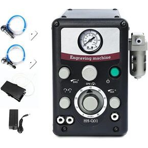 Pneumatic Jewelry Engraver Machine Dual-Head 400-8000 RPM Manually Adjustable Rotational Speed for Jewelry Making Metal Processing Pneumatic Impact Engraver HH-G01