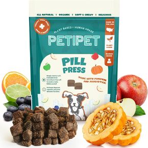 يعالج الكلب Pill Press Press - لفات حبوب منع الحمل للكلاب - بمثابة حقيبة أو جيب - خفي لكبسولات وأجهزة أقراص صغيرة الحجم - مصنوعة من اليقطين والبروبيوتيك والفواكه الحقيقية