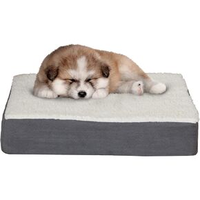 PETMAKER Orthopedic Dog Bed – 2-Layer Memory Foam Pet Bed with Removable Sherpa Cover – Comes with Additional Dog Bed Replacement Cover (Gray)