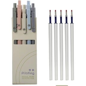 sencoo 10 pack Blue Gel Pens and Refills 0.5mm Fine Point Quick Drying Ink Smooth Writing Retractable Pens (5 Pens+5 Original Refills) (style3)