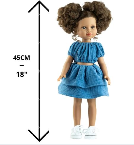 MARULADOLLS - 18 inch Muneca Latina para Ninas - Hispanic Doll - Realistic tan Skin Girl with Brown Curly Hair - Easter or Birthday Gift for 3 to 12 Year Old Girl. Bautismo Primera comunión in Saudi Arabia