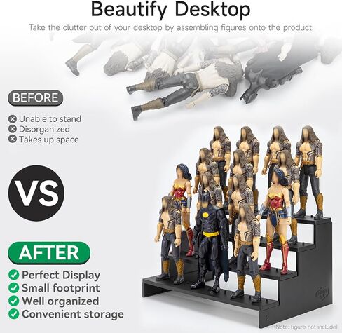 سعة 6 بوصة على رف عرض الناهض أكريليك ، يقف أرقام العمل الواضحة مع PEG ، و 4 Tier Toy Compitibles منظم متوافق مع لعبة الشكل 1/12 (ملائمة لـ 6 بوصة Toy-Black) in Kuwait