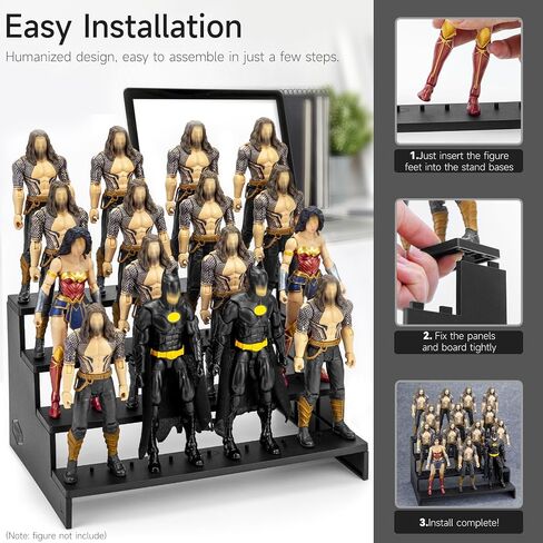 سعة 6 بوصة على رف عرض الناهض أكريليك ، يقف أرقام العمل الواضحة مع PEG ، و 4 Tier Toy Compitibles منظم متوافق مع لعبة الشكل 1/12 (ملائمة لـ 6 بوصة Toy-Black) in Kuwait