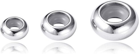 30pcs 3 Size Stainless Steel Rubber Inside Stopper Beads Rondelle Metal Slider Spacer Beads for Charm Bracelet Necklace Jewelry Making in Saudi Arabia