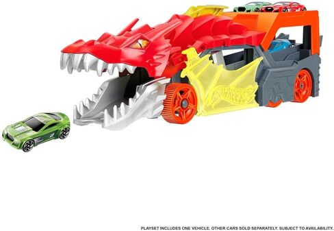 Hot Wheels Toy Car Shark Chomp Transporter & 1:64 Scale Car, Connects to Hot Wheels Track & Stores 5 Scale Vehicles in Saudi Arabia