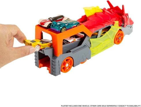 Hot Wheels Toy Car Shark Chomp Transporter & 1:64 Scale Car, Connects to Hot Wheels Track & Stores 5 Scale Vehicles in Saudi Arabia