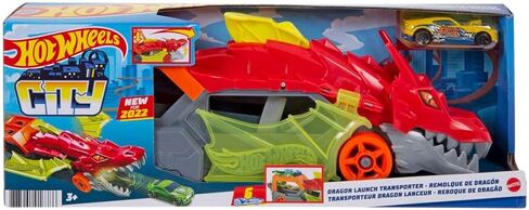 Hot Wheels Toy Car Shark Chomp Transporter & 1:64 Scale Car, Connects to Hot Wheels Track & Stores 5 Scale Vehicles in Saudi Arabia