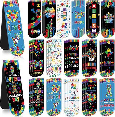 48 PCS Autism Throual Throught Magnetic Lagmarks Autism Magnet Magnet Markers Clips Borkmark Clips for Autism Awarening Homeery Pontitout Public Welfare School Lecture Sever in Kuwait