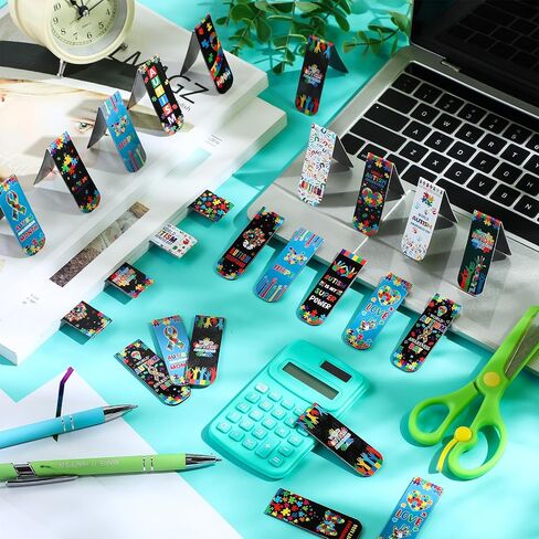 48 PCS Autism Throual Throught Magnetic Lagmarks Autism Magnet Magnet Markers Clips Borkmark Clips for Autism Awarening Homeery Pontitout Public Welfare School Lecture Sever in Kuwait
