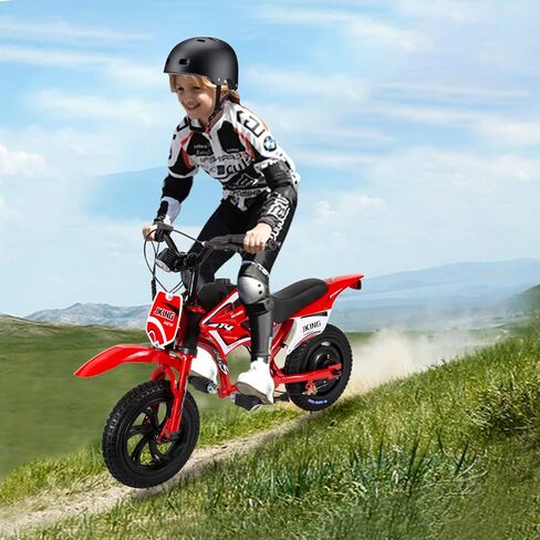 JKING Kids Motorcycle,C6 Children's Scooter,12-inch 160W brushless Motor,3-Speed LCD Display,10 MPH Top Speed,LED Brushless Controller + Moto Sound，8 Miles Range,Red in Saudi Arabia