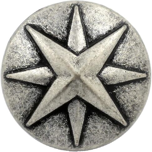 Bezelry 10 Pieces Asterisk Metal Shank Buttons. 20mm (3/4 inch) (Antique Silver) in Saudi Arabia