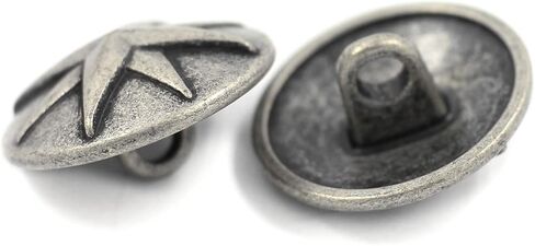 Bezelry 10 Pieces Asterisk Metal Shank Buttons. 20mm (3/4 inch) (Antique Silver) in Saudi Arabia