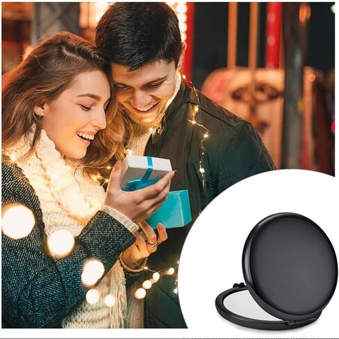 Cute Heart Shaped Compact Mirror for Purse,Red Travel Mirror with Glitter,Leather Small Pocket Mirror,Portable 2 x 1x Magnification Folding Makeup Mirror,Cosmetic Mirror for Gift in Kuwait