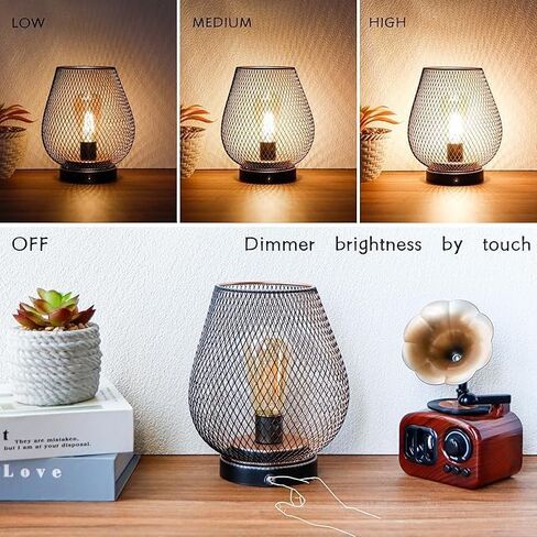 JHY Design Dimmable Touch Bedside Table LAMP مجموعة من 2 مصباح بطارية قابلة لإعادة الشحن مع مصباح LED اللحم اللاسلكي لحفلات حفلات الزفاف أحداث الفناء في الداخل (قاعدة معدنية ، بيضة برونزية) in Kuwait