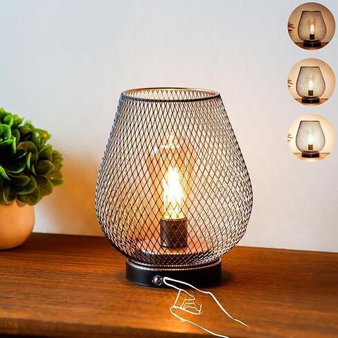 JHY Design Dimmable Touch Bedside Table LAMP مجموعة من 2 مصباح بطارية قابلة لإعادة الشحن مع مصباح LED اللحم اللاسلكي لحفلات حفلات الزفاف أحداث الفناء في الداخل (قاعدة معدنية ، بيضة برونزية) in Kuwait