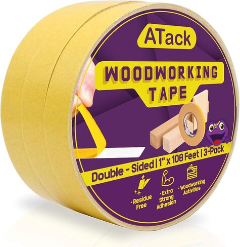 ATack Double-Sided Woodworking Tape, 1-Inch by 36-Yards (3-Pack) Double Face Turner Tape for CNC and Wood Template- Removable, Residue-Free and Surface-Safe in Saudi Arabia