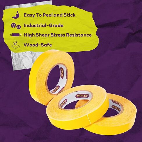 ATack Double-Sided Woodworking Tape, 1-Inch by 36-Yards (3-Pack) Double Face Turner Tape for CNC and Wood Template- Removable, Residue-Free and Surface-Safe in Saudi Arabia