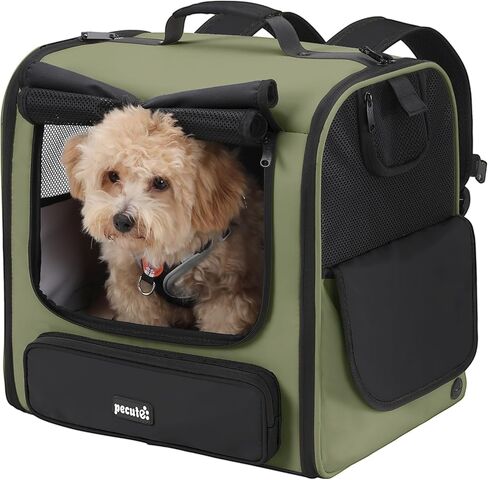 Pecute Large Space Cat Carrier Backpack Pet Carrier for Cats & Small Dogs, Ventilated & Sturdy Pet Dog Backpack for Hiking, Camping, Travel- Lightweight, Ergonomic Design, Dark Green in Kuwait