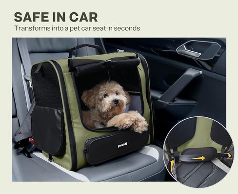 Pecute Large Space Cat Carrier Backpack Pet Carrier for Cats & Small Dogs, Ventilated & Sturdy Pet Dog Backpack for Hiking, Camping, Travel- Lightweight, Ergonomic Design, Dark Green in Kuwait