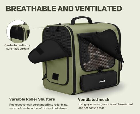 Pecute Large Space Cat Carrier Backpack Pet Carrier for Cats & Small Dogs, Ventilated & Sturdy Pet Dog Backpack for Hiking, Camping, Travel- Lightweight, Ergonomic Design, Dark Green in Kuwait