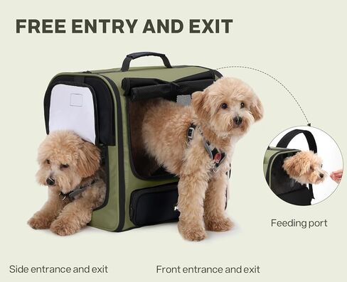 Pecute Large Space Cat Carrier Backpack Pet Carrier for Cats & Small Dogs, Ventilated & Sturdy Pet Dog Backpack for Hiking, Camping, Travel- Lightweight, Ergonomic Design, Dark Green in Kuwait