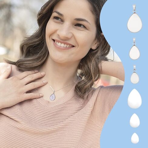 UNICRAFTALE Stainless Steel Pendant Cabochon Teardrop Blank Bezel Pendant with Glass Cabochons Base Pendant Cabochon Settings for DIY Necklaces Jewelry Making Findings in Saudi Arabia