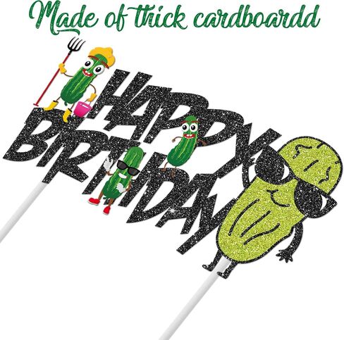 مخلل كعكة عيد ميلاد أعلى لامع أسود لطيف كعكة الخيار Topper Funder Pickle Pickle حفلة عيد ميلاد الديكور أخضر مخلل كعكة اختيار لخيار المخلل نوع من لوازم حفلة الشبت الكبيرة in Saudi Arabia