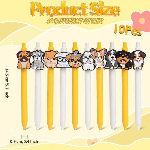 10 Pieces Dog Pens Writing Fun Kawaii Ballpoint Pens Ballpoint Retractable Black Ink Pen for Kids Birthday Party Gifts Students School Stationary Office Supplies in Saudi Arabia