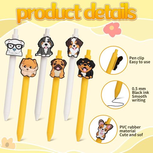 10 Pieces Dog Pens Writing Fun Kawaii Ballpoint Pens Ballpoint Retractable Black Ink Pen for Kids Birthday Party Gifts Students School Stationary Office Supplies in Saudi Arabia