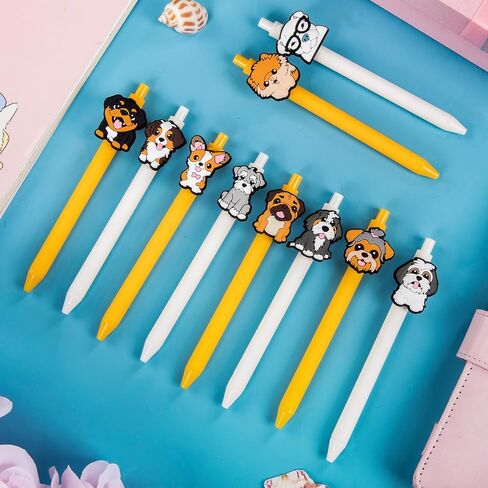 10 Pieces Dog Pens Writing Fun Kawaii Ballpoint Pens Ballpoint Retractable Black Ink Pen for Kids Birthday Party Gifts Students School Stationary Office Supplies in Saudi Arabia