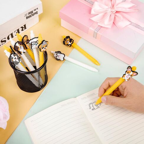 10 Pieces Dog Pens Writing Fun Kawaii Ballpoint Pens Ballpoint Retractable Black Ink Pen for Kids Birthday Party Gifts Students School Stationary Office Supplies in Saudi Arabia