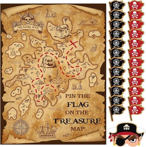 Faccito Pirate Party Games Pin The Eye Patch On The Pirates Birthday Decorations Pin Games Set Include Skull Poster 24 Stickers and Blindfold for Pirates Party Supplies Decorations in Saudi Arabia