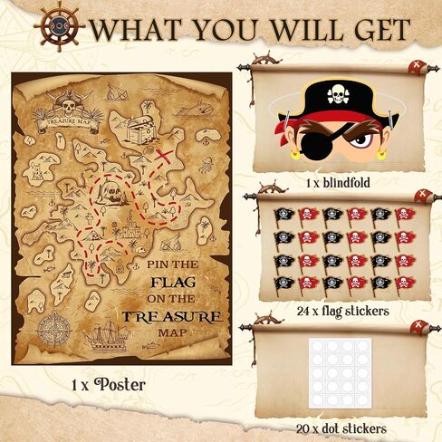 Faccito Pirate Party Games Pin The Eye Patch On The Pirates Birthday Decorations Pin Games Set Include Skull Poster 24 Stickers and Blindfold for Pirates Party Supplies Decorations in Saudi Arabia