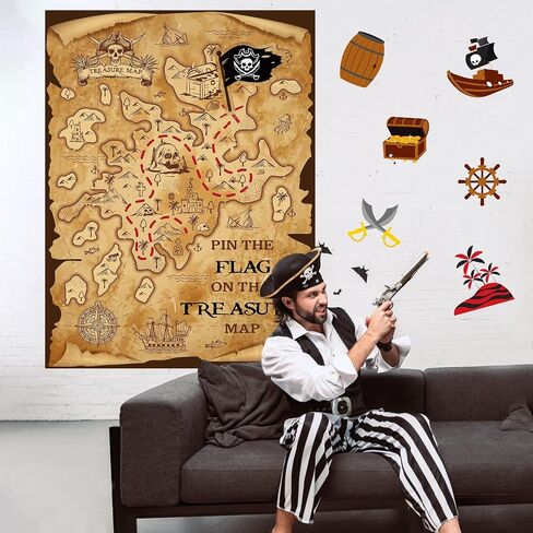Faccito Pirate Party Games Pin The Eye Patch On The Pirates Birthday Decorations Pin Games Set Include Skull Poster 24 Stickers and Blindfold for Pirates Party Supplies Decorations in Saudi Arabia